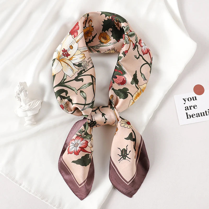 Fashion Scarves for Women Shawl Print Silk Satin Hijab Scarf Female Bandana 70*70cm Luxury Brand Square Shawls Scarfs For Ladies