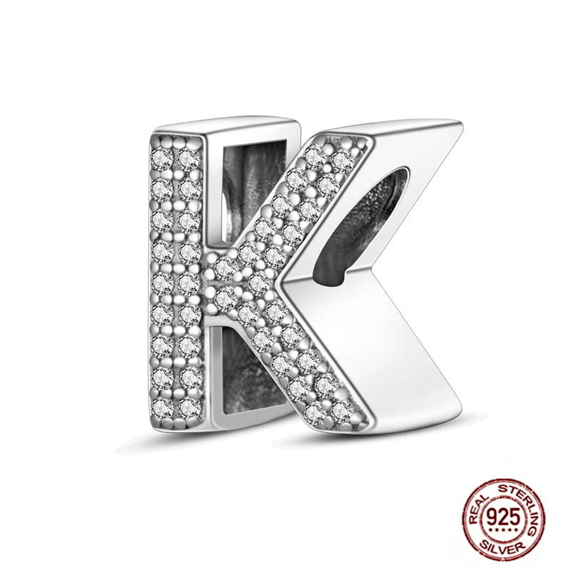 Fit Pendant Original Bracelets Charms Plata De Ley 925 Silver 26 A-Z Alphabet Letters Charm Beads For Women DIY Birthday Jewelry