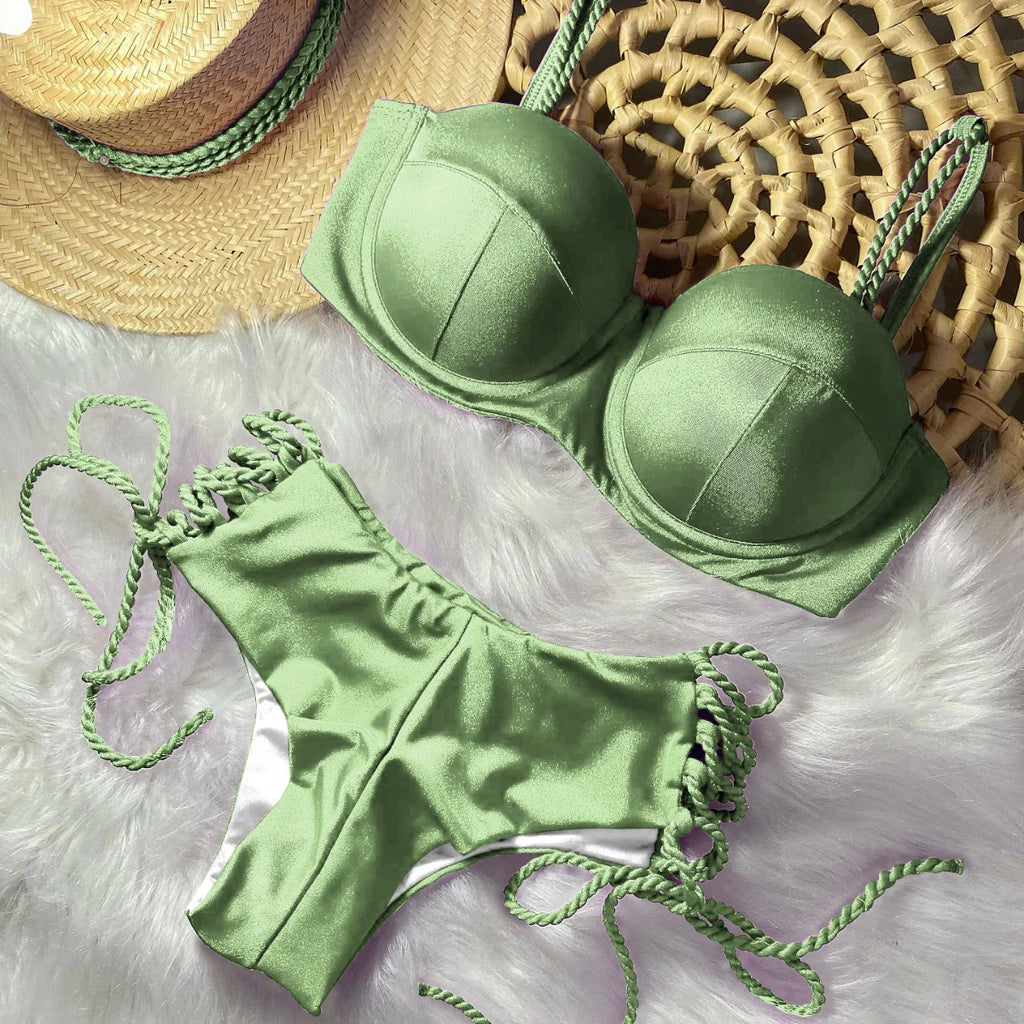 Women’s High‑Waist Underwire Bikini – Push‑Up Two‑Piece Swimsuit, Summer Beachwear SetUnderwire Bikini Swimsuit High Waist Swimwear for Women Push Up Two Piece Bathing Suits Push Up Summer Female