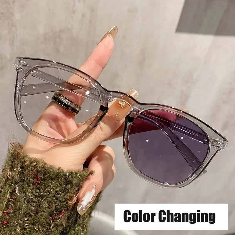 Unisex New Photochromic Glasses Outdoor Color-changing Ordinary Glasses Outdoor UV Blocking Blue Light Computer Glasses