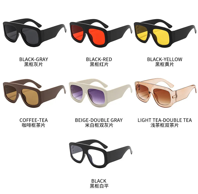 Vintage Exaggerated Square Sunglasses — Unisex Retro Rectangle Eyewear for Women & Men