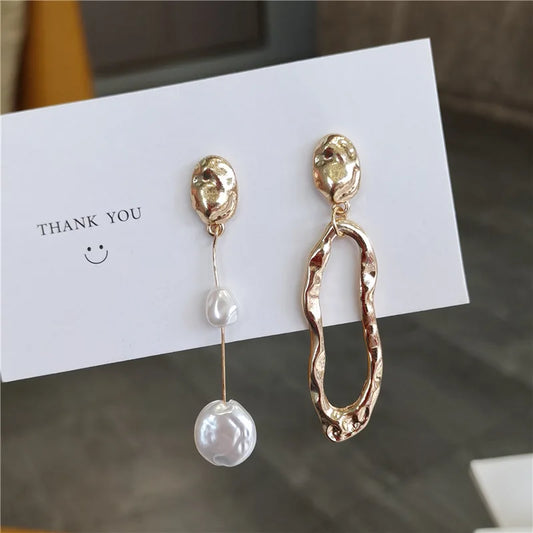 LATS Elegant Asymmetrical Baroque Pearl Stud Earrings for Ladies and Girls Personality Irregular Fashion Jewelry Party Gifts