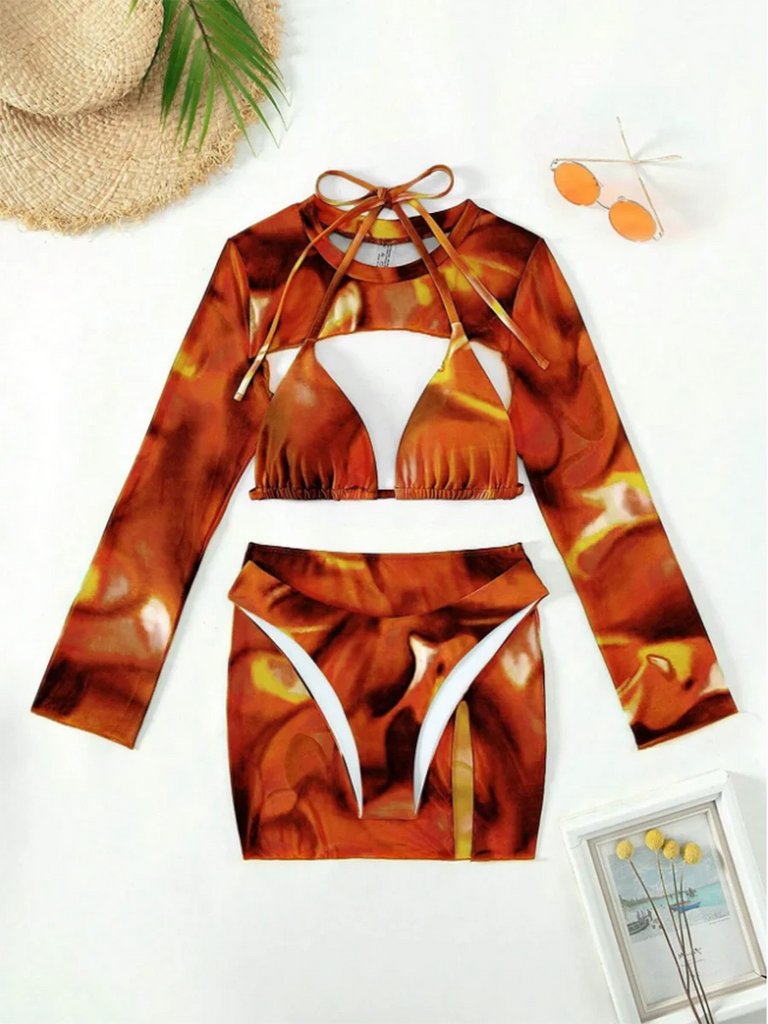 4‑Piece Triangle Halter String Bikini Set