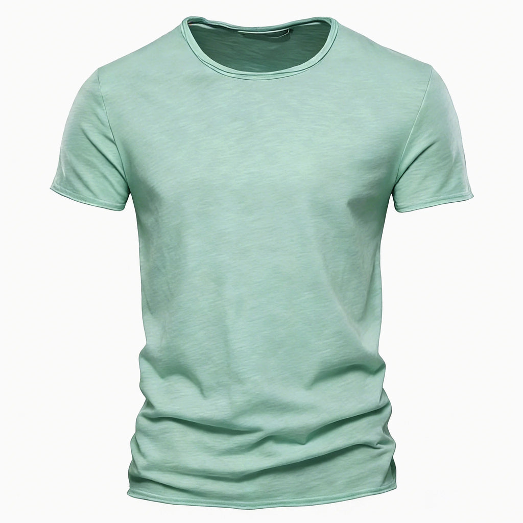 Men’s 100% Cotton Thin Summer T‑Shirt – Soft Breathable O‑Neck Casual Fitness Top