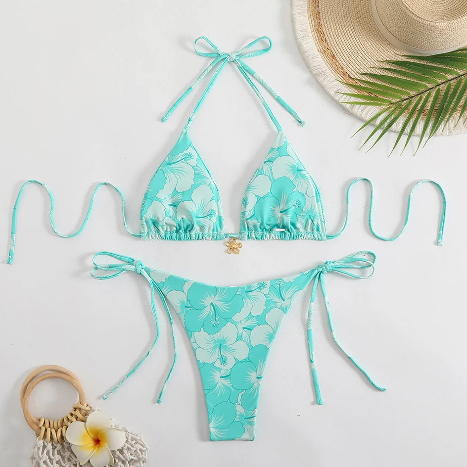 Trendy Two‑Piece Thong Swimsuit
