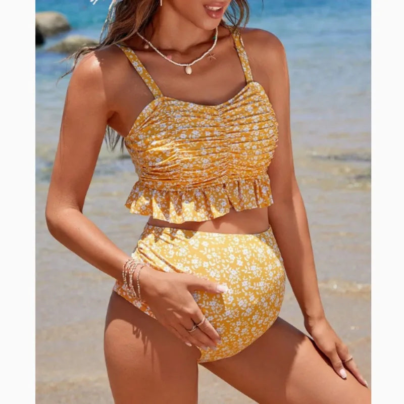 2025 Maternity Totem Print Swimsuit – Women’s 3‑Piece Pregnancy Swimwear Set