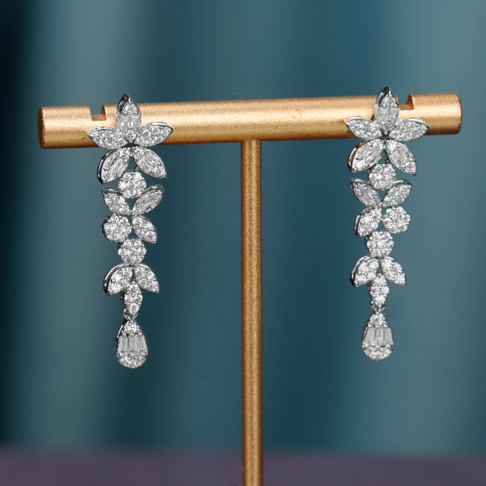 JEWEL Hot Sale New Style Pearl Necklace Bracelet Earrings Ring 4PCS Cubic Zirconia Set For Women Bride Wedding Jewelry