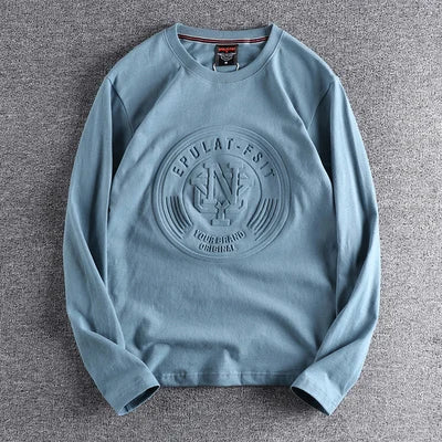 American Retro 3D Letter Long‑Sleeve T‑Shirt