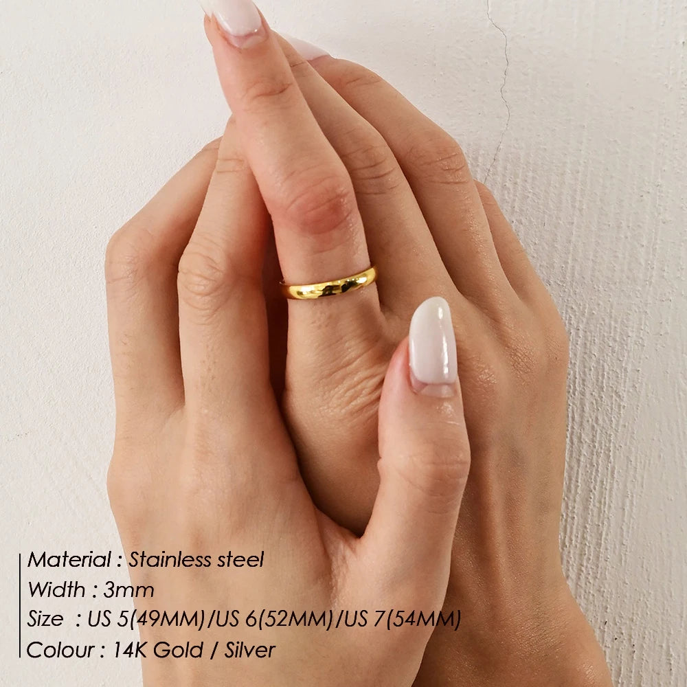 eManco Simple Stainless Steel Women's Rings Gold-plated Round Ring Girl's Jewelry Gift Factory Outlet