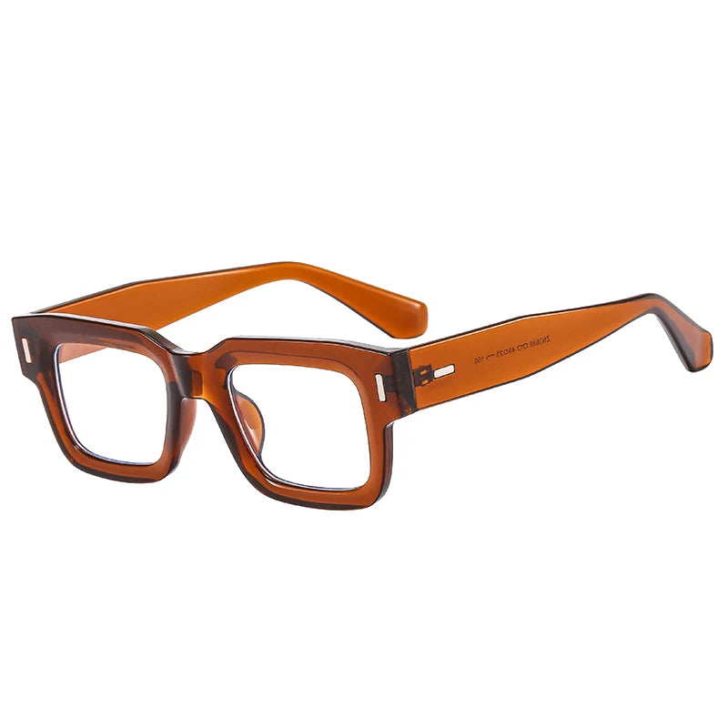 SO&EI Ins Popular Fashion Square Sunglasses Women Retro Punk Clear Ocean Lens Eyewear Men Shades UV400 Rivets Sun Glasses