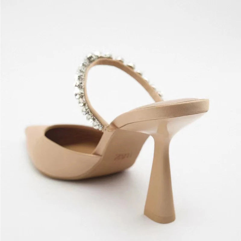 Women’s Rhinestone Slingback Heels – Elegant 2023 Party Pumps & Modern Mule Sandals
