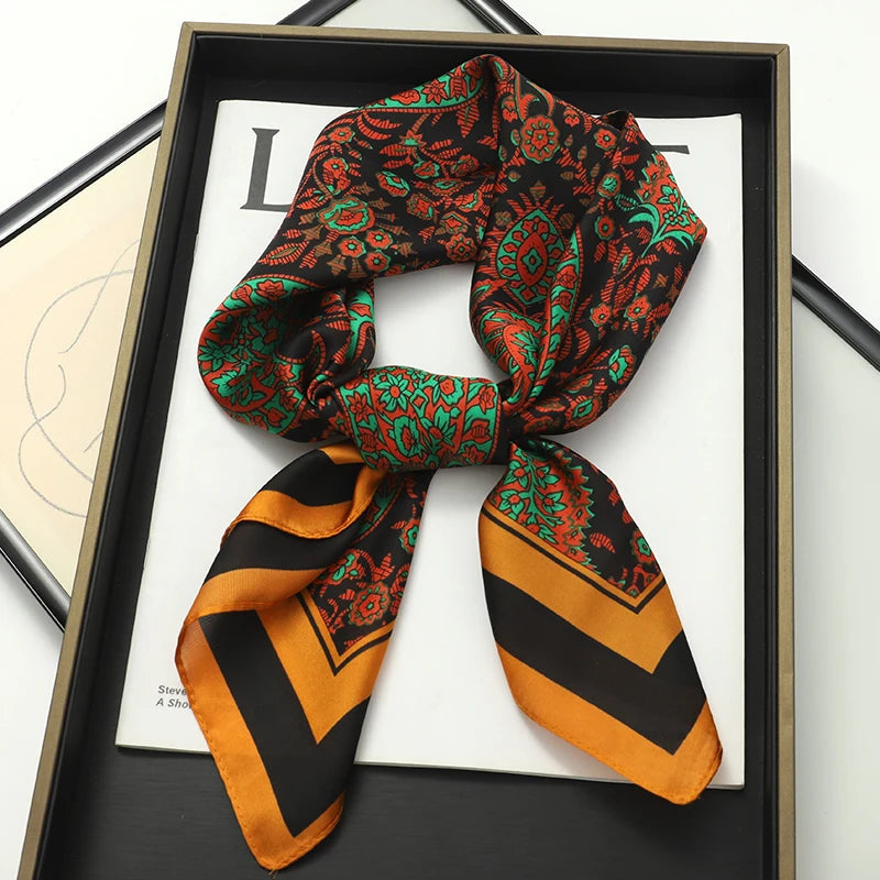 Fashion Scarves for Women Shawl Print Silk Satin Hijab Scarf Female Bandana 70*70cm Luxury Brand Square Shawls Scarfs For Ladies