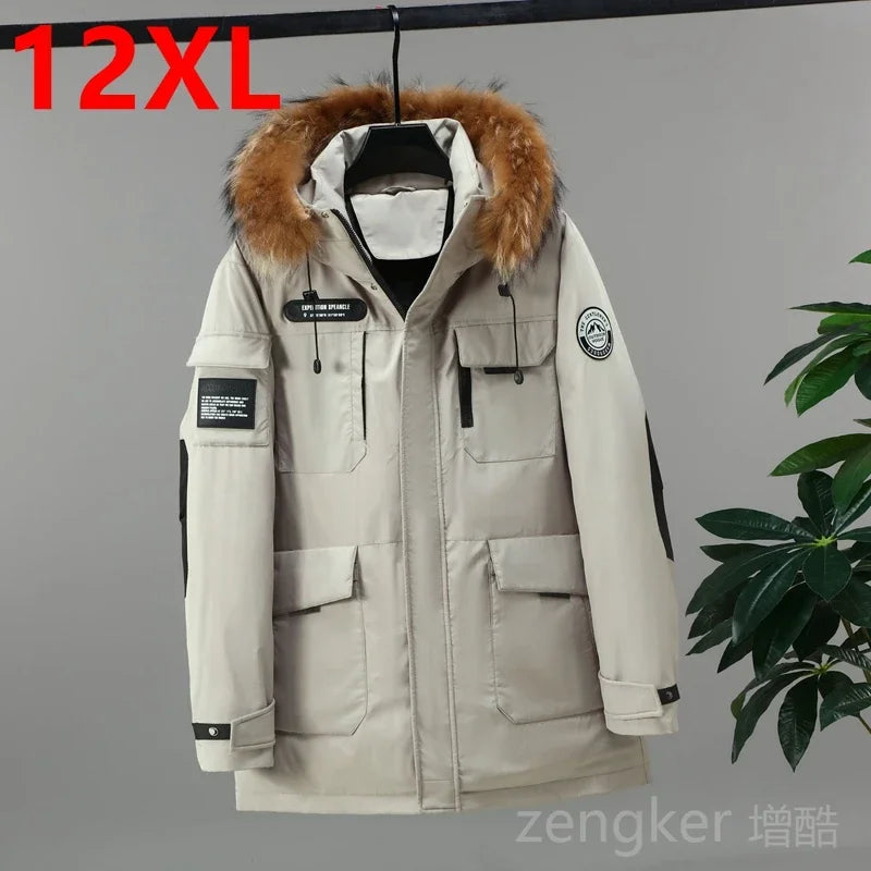 Big size  winter jackets for men women workwear hooded medium-length winter thick down jacket 12XL puffer jacket men 11XL 10XL