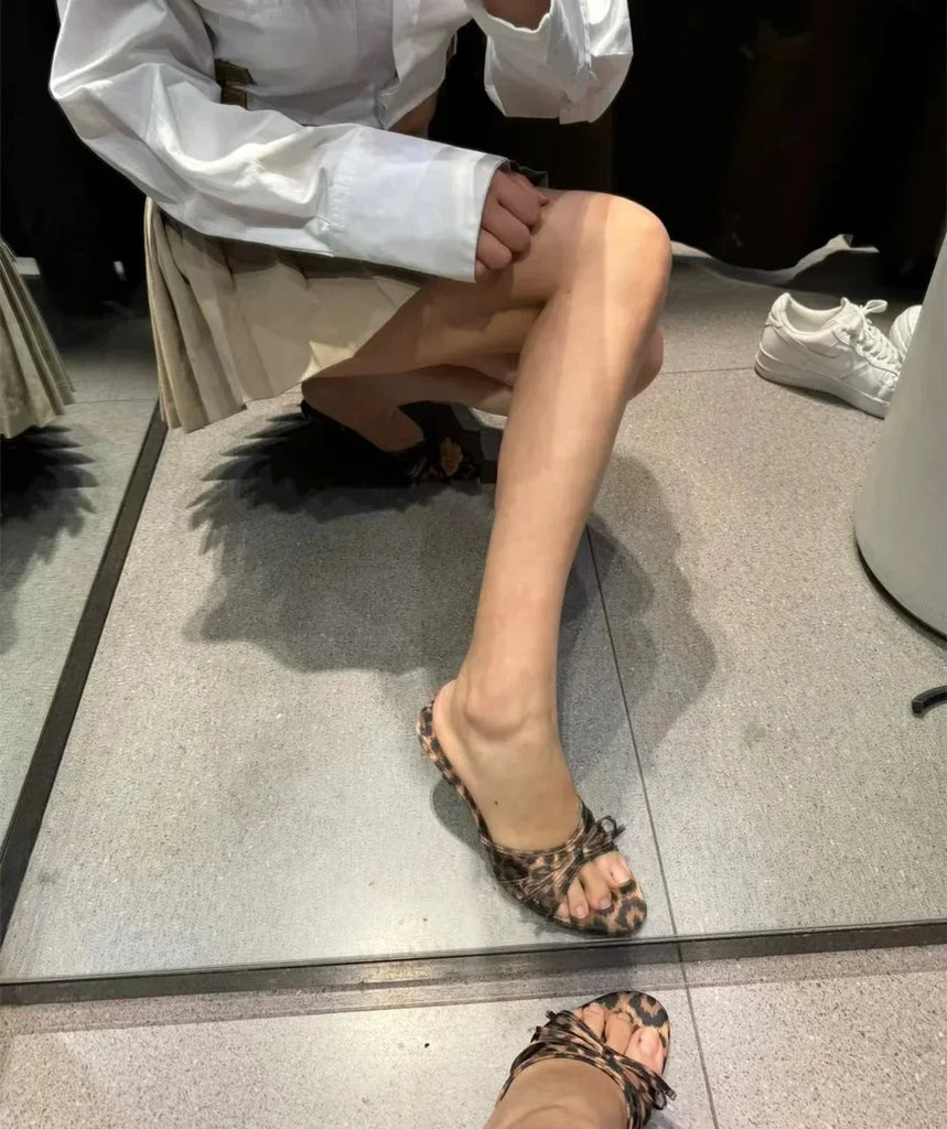Women’s Haute Couture Fine‑Strap Cat‑Heel Clip‑Toe Sandals — French Style Summer Beach Slippers