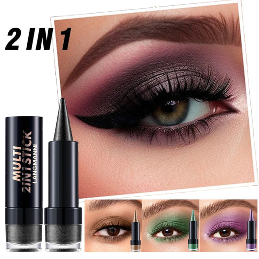 NEW 2 IN 1 Pearlescent Eye Shadow Pen Pointed Eyeliner Stick Caramel Brown Black Eyeshadow Makeup Silky Smooth Lasting Eyeshadow