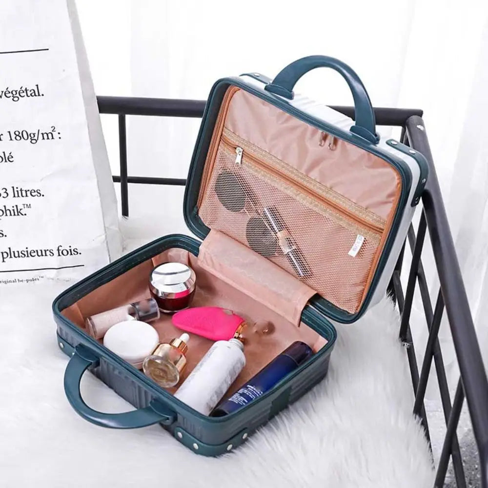 Mini Travel Cosmetic Suitcase – Durable Makeup Organizer Box with Lock