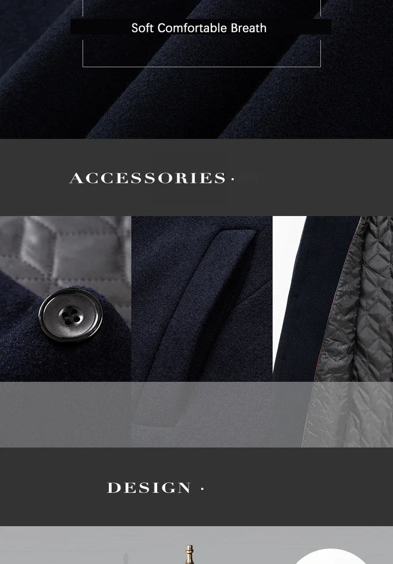 TFETTERS Brand Trench Coat Korean Fashion Business Casual Stand Collar Long Jackets for Men 2026 Autumn Windbreaker Winter Coats