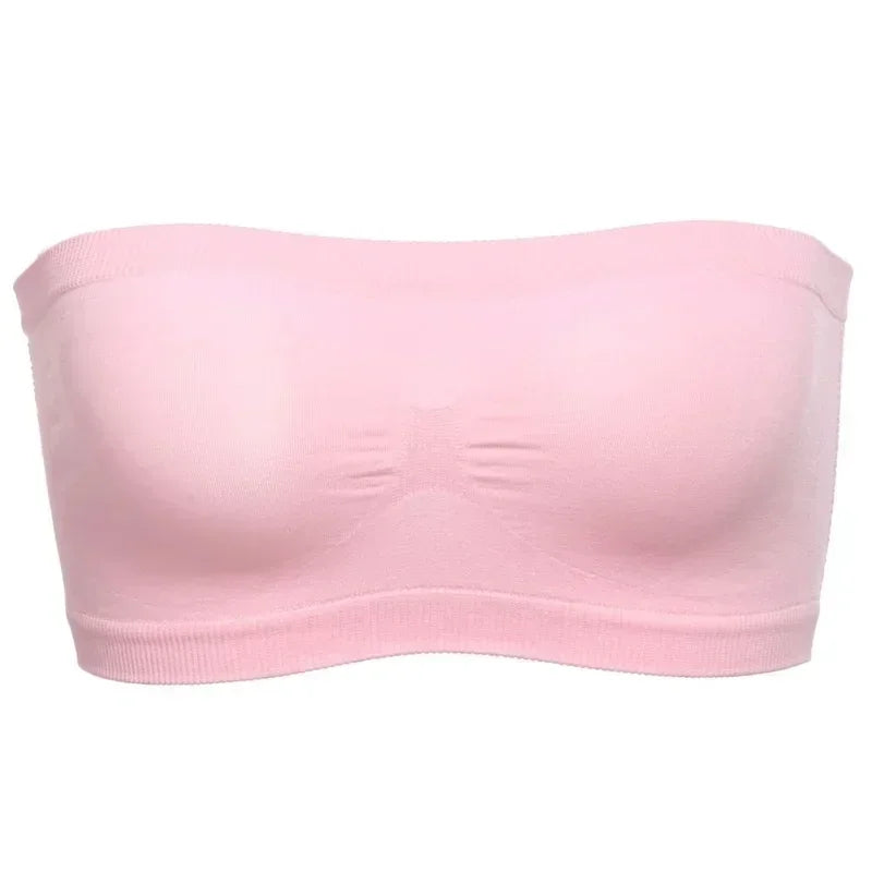 Ladies' Sexy Strapless Crop Top Bra Bandeau Boob Tube Brassiere Summer Breathable Mesh Invisible Strapless Chest Wraps Tube Tops