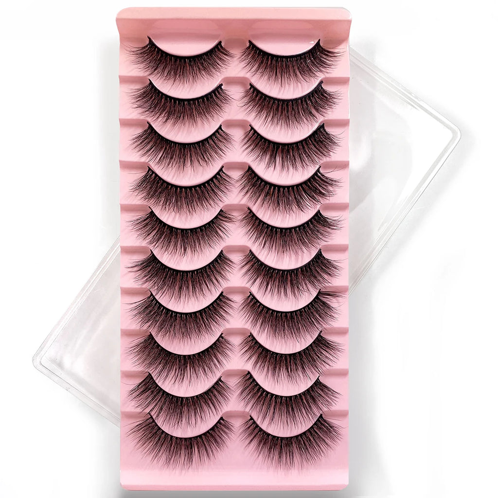 10Pairs Multipack 3D Mink Lashes False Eyelashes Handmade Wispy Fluffy Long Lashes Natural Eye Makeup Tools Eye Lashes H13 E08