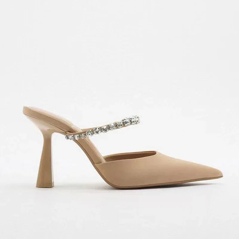 Women’s Rhinestone Slingback Heels – Elegant 2023 Party Pumps & Modern Mule Sandals