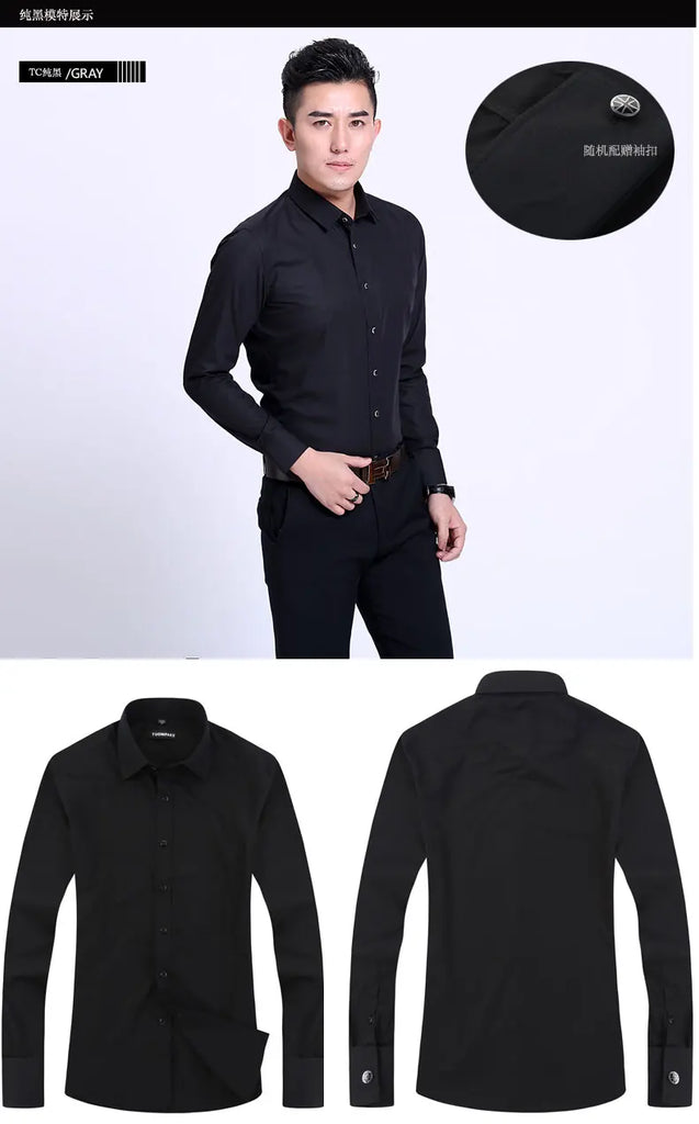 Men’s French Cufflink Slim‑Fit Business Shirt