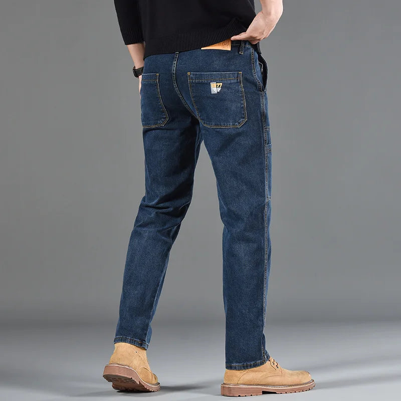 Six‑Pocket Fashion Print Jeans