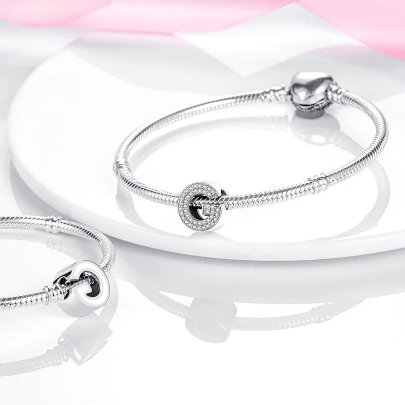 Fit Pendant Original Bracelets Charms Plata De Ley 925 Silver 26 A-Z Alphabet Letters Charm Beads For Women DIY Birthday Jewelry