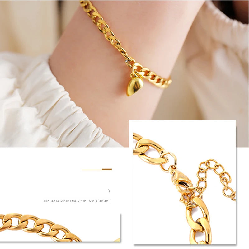 JWER 2Pcs/set Magnet Couple Bracelets Heart Attraction Bracelet Stainless Steel Charm Simple Cuban Chains Key Lock Jewelry Gifts