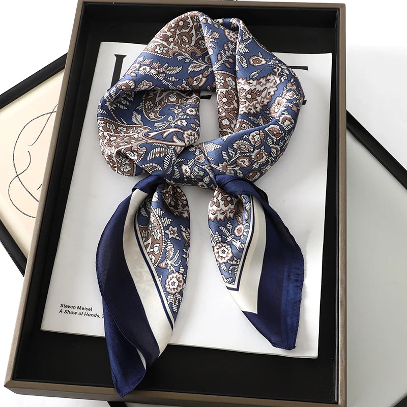 Fashion Scarves for Women Shawl Print Silk Satin Hijab Scarf Female Bandana 70*70cm Luxury Brand Square Shawls Scarfs For Ladies