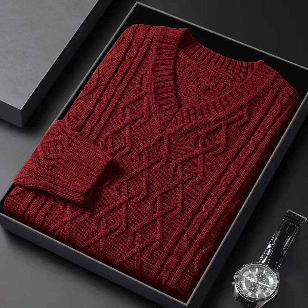 Men’s Solid‑Color Thickened Cardigan