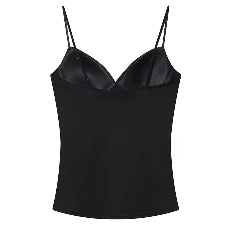 HXAO Women’s Corset Crop Top — Sleeveless Bodycon Bustier Camisole with Straps (Black/Brown)