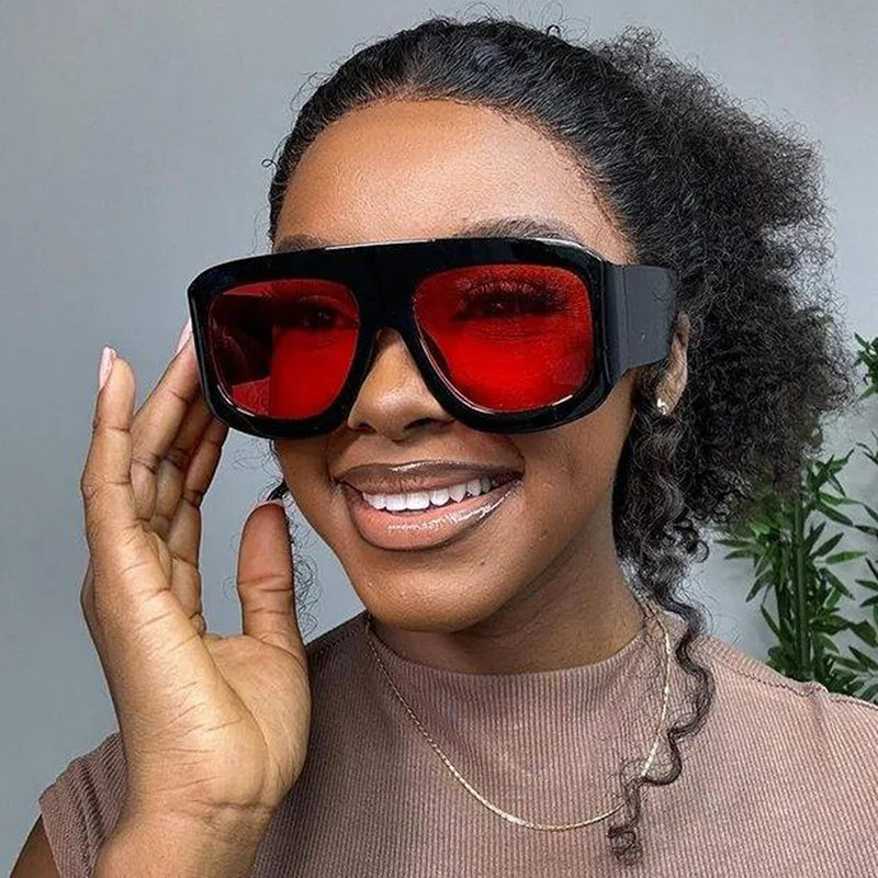 Vintage Exaggerated Square Sunglasses — Unisex Retro Rectangle Eyewear for Women & Men