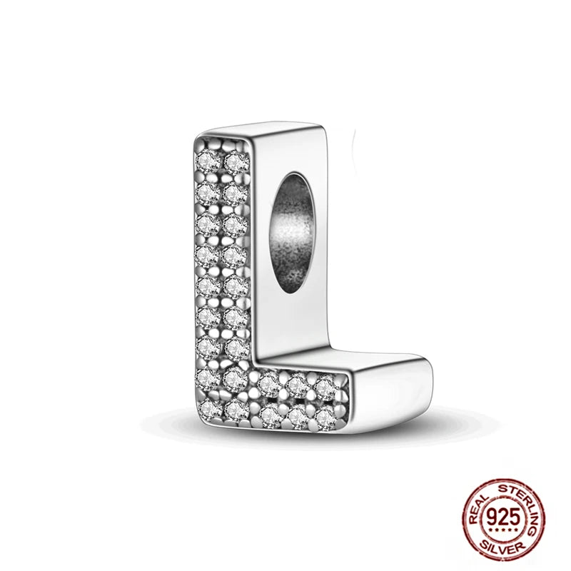 Fit Pendant Original Bracelets Charms Plata De Ley 925 Silver 26 A-Z Alphabet Letters Charm Beads For Women DIY Birthday Jewelry