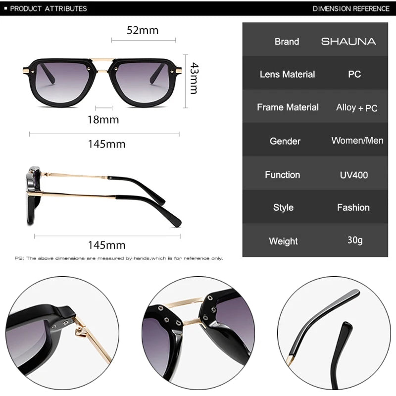SHAUNA Retro Small Oval Women Luxury Sunglasses Fashion Rivets Blue Green Shades UV400 Men Trending Punk Sun Glasses