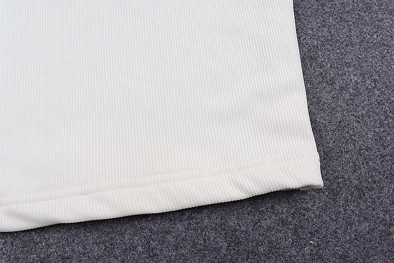 White Halter Backless Ribbed Knit Crop Top — 2023 Streetwear Feminino Style