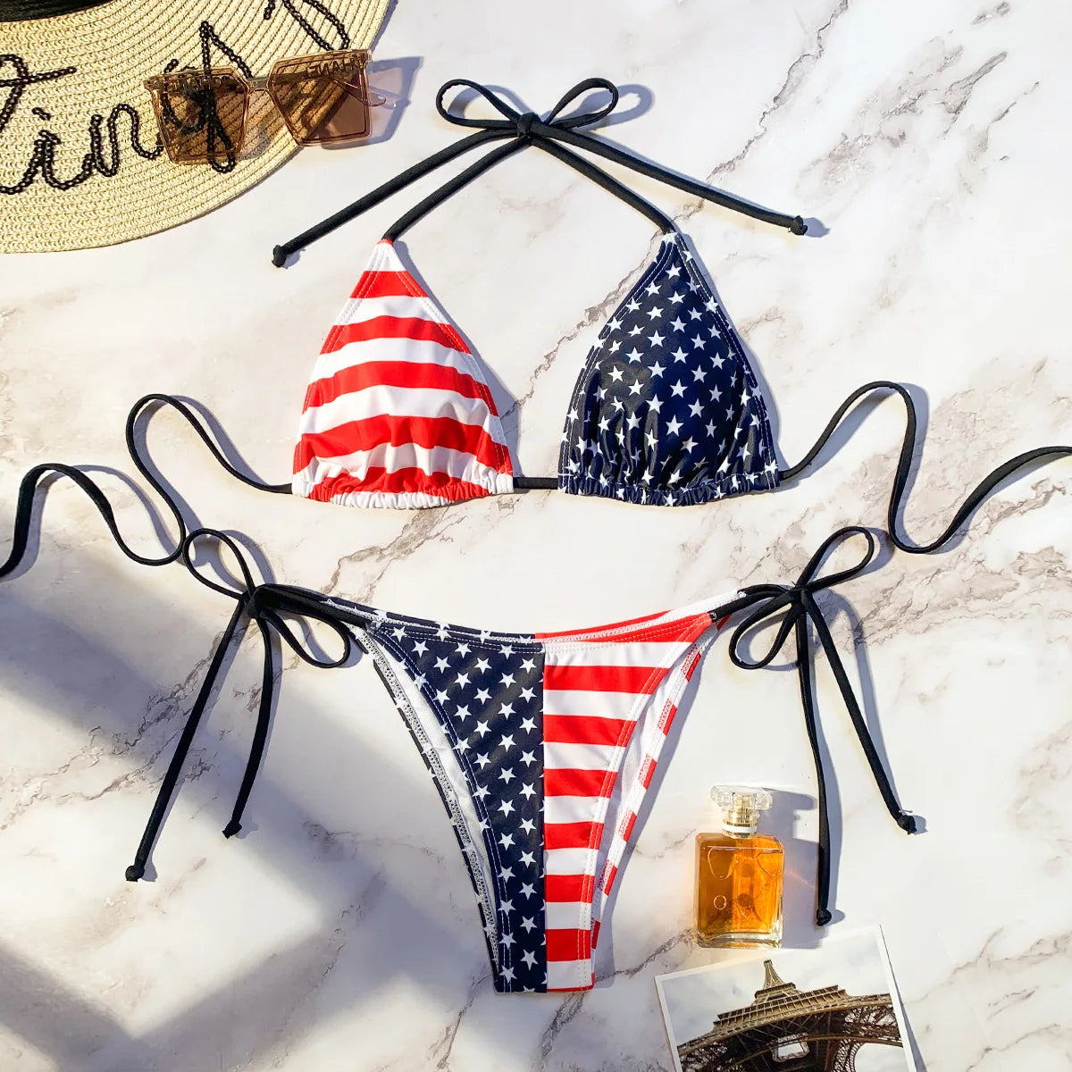 Halter Neck Patriotic Swimsuit