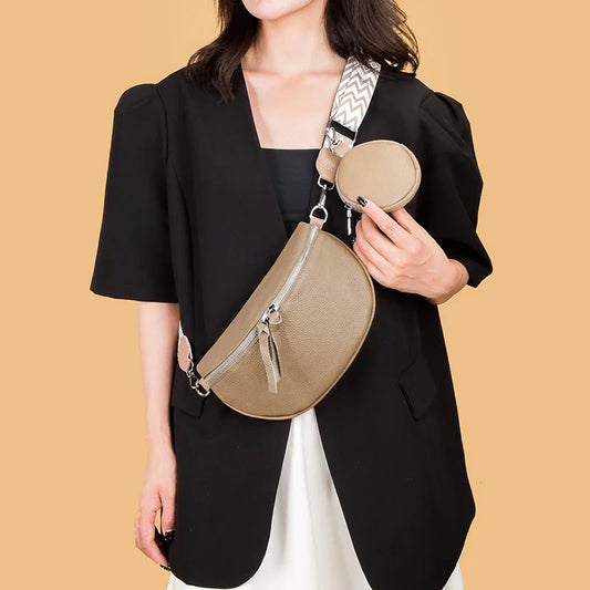 Luxury Genuine Leather Woman Chest Bag High Quality Cow Leather Women's Crossbody Bag With Small Purse Female Handbags Waist Bag