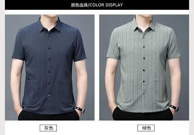 Gray Textured Short‑Sleeve Shirt