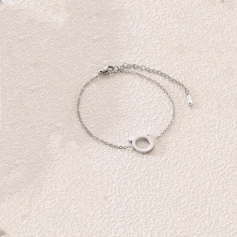 Titanium Steel Minimalist D-Shaped Necklace Bracelet Earrings Set, Plated Women's Collarbone Chain, Personalized Trendy Style