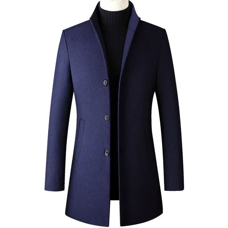 TFETTERS Brand Trench Coat Korean Fashion Business Casual Stand Collar Long Jackets for Men 2026 Autumn Windbreaker Winter Coats