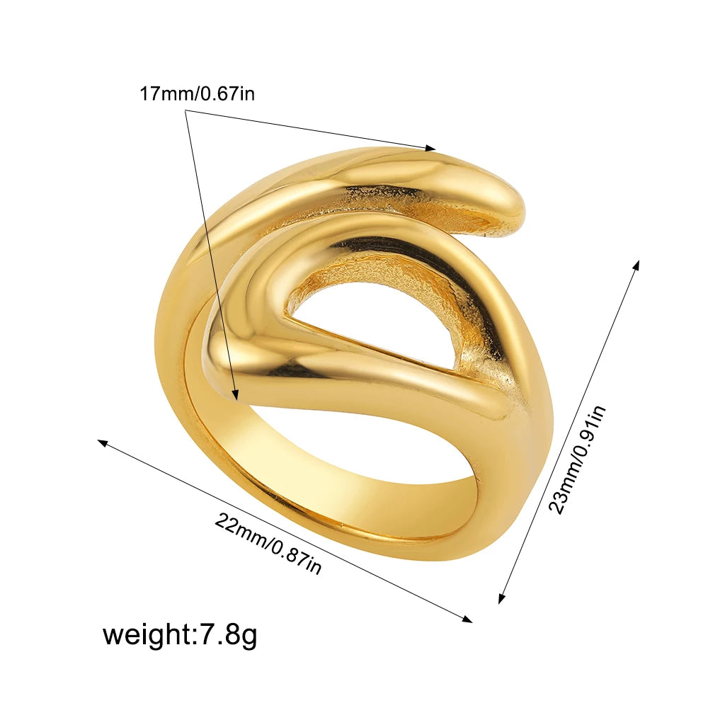Vintage Stainless Steel Rings for Women Punk Chunky Irregular Smooth Adjustable Open Ring Jewelry Weddings Gifts