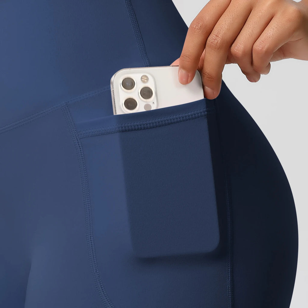 Women’s Seamless High Waist Sports Shorts with Pockets
