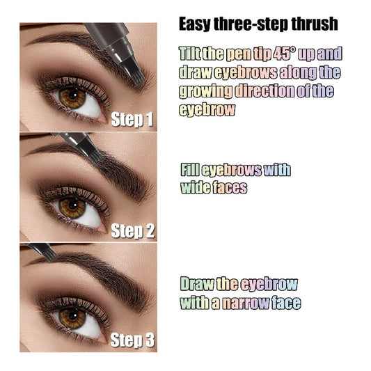 Waterproof 4‑Fork Eyebrow Pen – Microblading‑Effect Pencil for Natural, Hair‑Like Brows (5 Colors)
