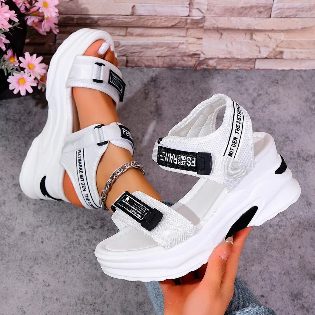 Women’s Platform Wedge Sandals — Lightweight Velcro Beach Sandals Zapatos De Mujer