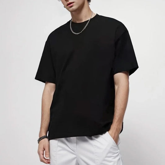 100% Cotton Men’s T‑Shirt | High‑End Breathable Summer Casual Round Neck Tee
