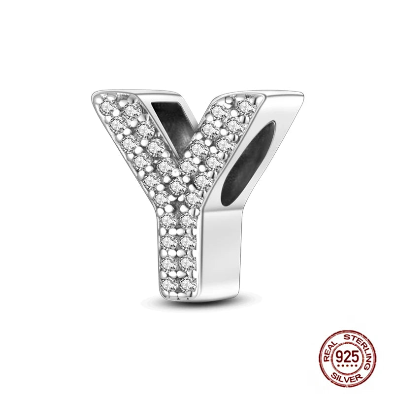 Fit Pendant Original Bracelets Charms Plata De Ley 925 Silver 26 A-Z Alphabet Letters Charm Beads For Women DIY Birthday Jewelry