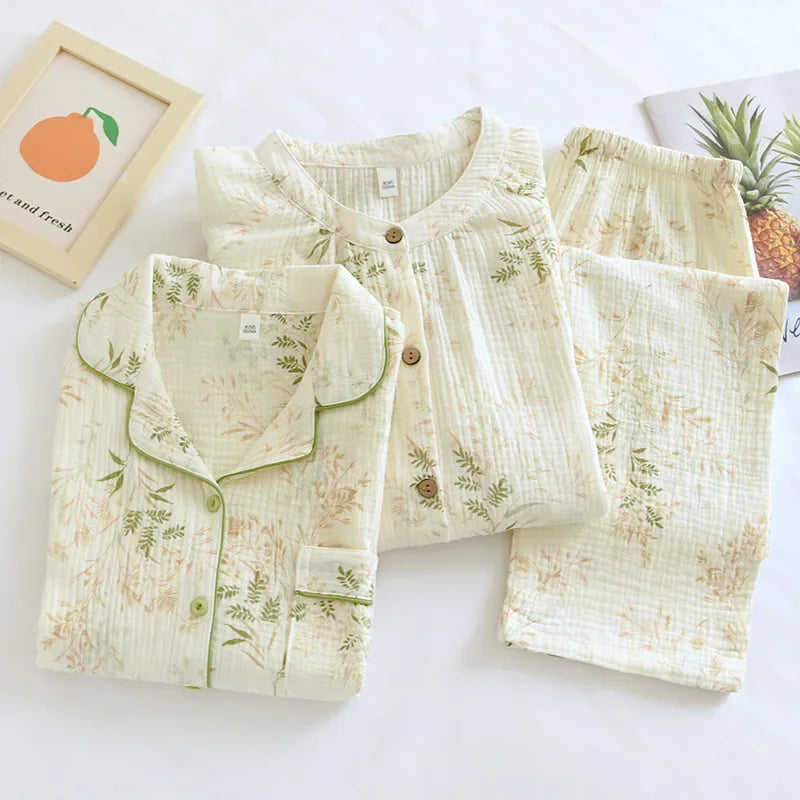 crepe long‑sleeve pajama set