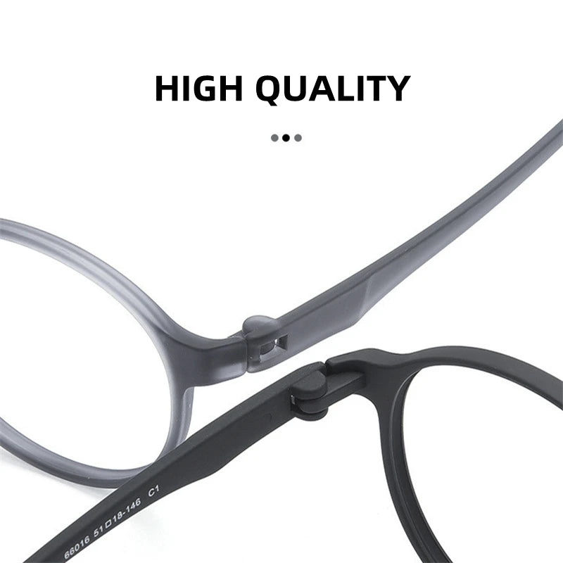 Ultralight TR90 Computer Anti Blue Light Eye Protection Glasses for Women and Men Retro Screw Free Design Round Reading Glasses