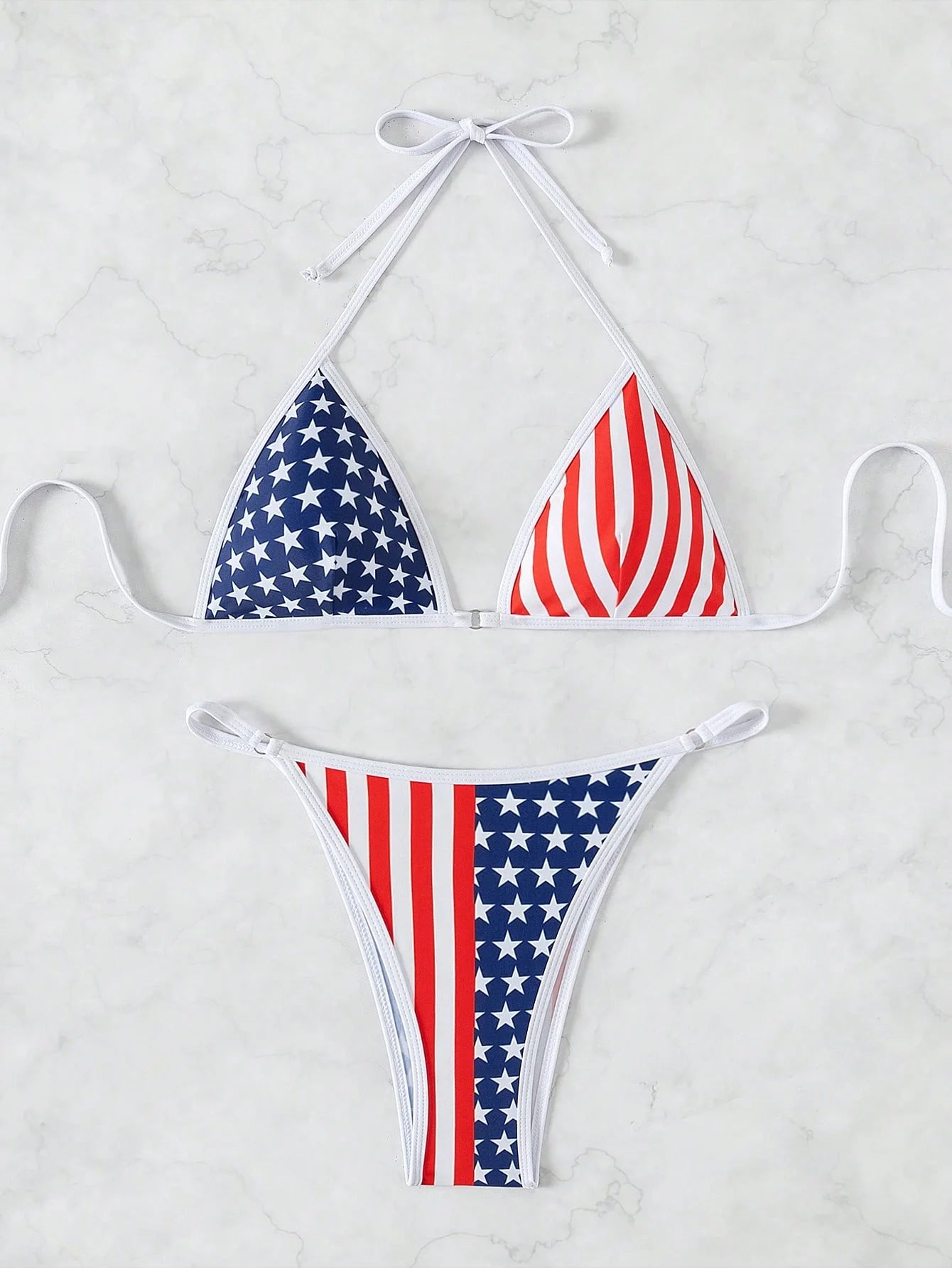 USA Flag Print Triangle Bikini