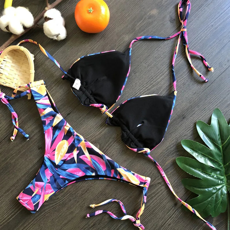 2026 Women’s Push‑Up Bikini Set – Sexy Printed Two‑Piece Swimsuit Summer Beachwear